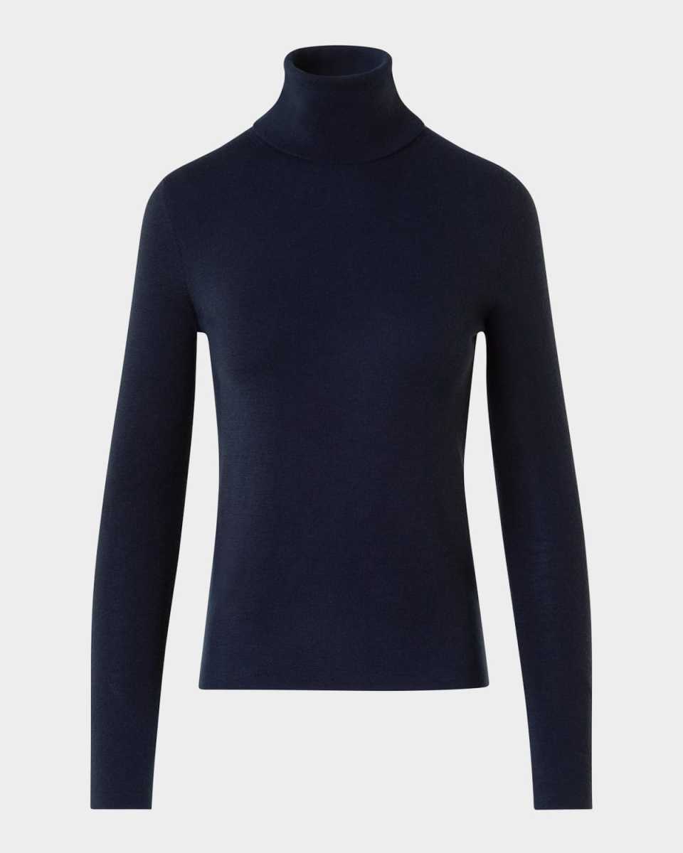 Turtleneck Cashmere-Silk Long-Sleeve Sweater